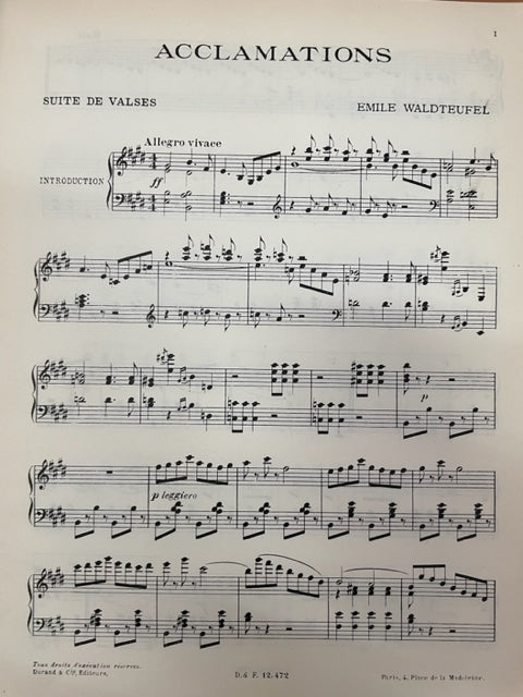 Emile Waldteufel 10 valses célèbres pour piano - 3000 partitions, livres et vinyles d'occasion en vente sur notre site internet gastonmusicclub.fr Gaston Music Store