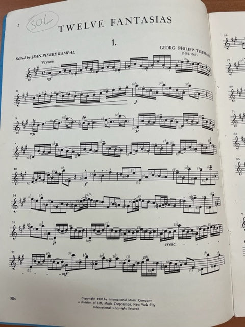 Telemann 12 fantasias pour flute seule- 3000 partitions, livres et vinyles d'occasion en vente sur notre site internet gastonmusicclub.fr Gaston Music Store