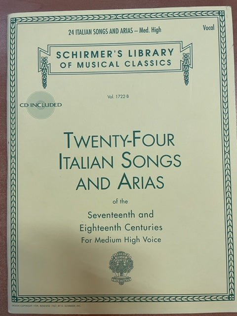 24 Italian Songs and Arias Voix haute et moyenne Sans CD