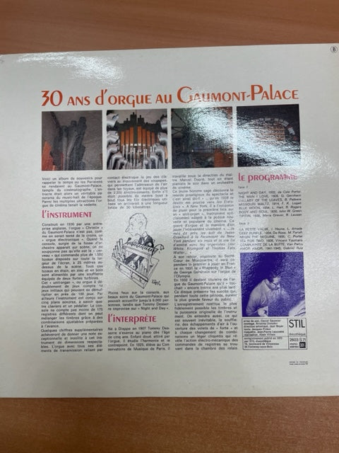 Vinyle Tommy Desserre 30 ans d'orgue au Gaumont-Palace-3000 partitions, livres et vinyles d'occasion en vente sur notre site internet gastonmusicclub.fr Gaston Music Store