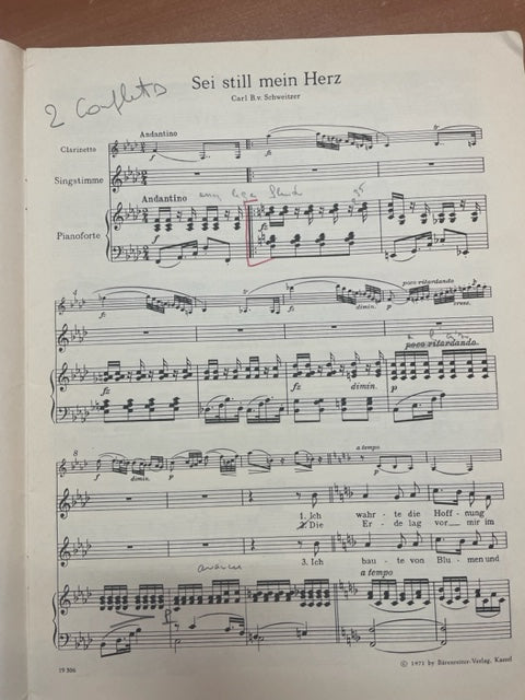 Louis Spohr 6 mélodies allemandes pour 1 voix, clarinette et piano opus 103 - 3000 partitions, livres et vinyles d'occasion en vente sur notre site internet gastonmusicclub.fr Gaston Music Store