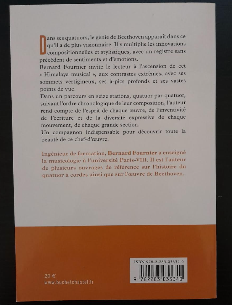 A l'écoute des quatuors de Beethoven livre de Bernard Fournier