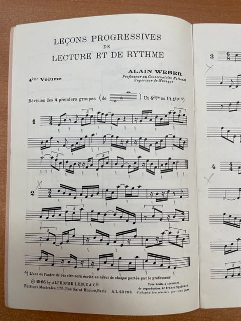 Alain Weber Leçons Progressives de Lecture et Rythme Volume 4- 3000 partitions, livres et vinyles d'occasion en vente sur notre site internet gastonmusicclub.fr Gaston Music Store