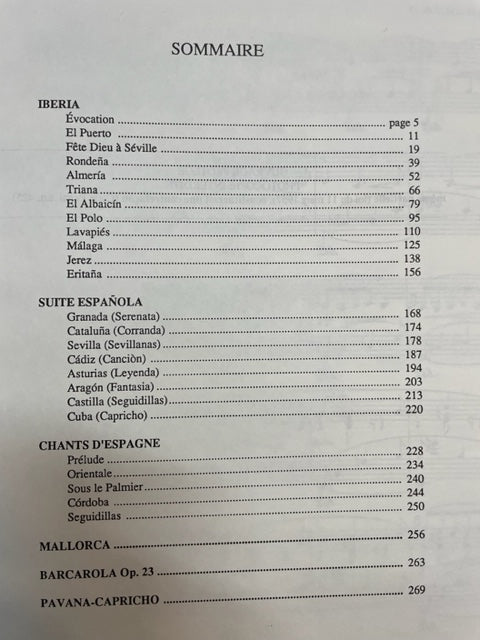 Isaac Albeniz Piano solo: Chants d'Espagne - Suite española - Iberia- 3000 partitions, livres et vinyles d'occasion en vente sur notre site internet gastonmusicclub.fr Gaston Music Store