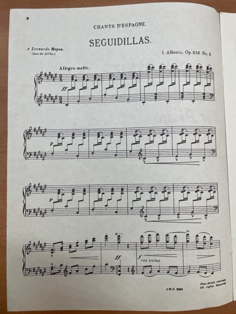 Isaac Albeniz Seguidillas for piano