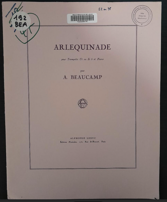 Albert Beaucamp Arlequinade pour trompette en Ut (ou sib) et piano