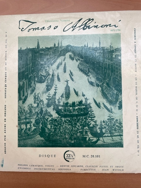 Vinyle Tomaso Albinoni direction Jean Witold - 3000 partitions, livres et vinyles d'occasion en vente sur notre site internet gastonmusicclub.fr Gaston Music Store