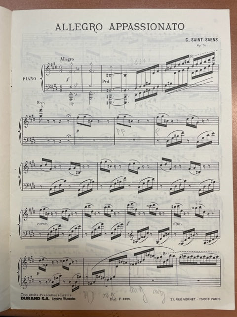 Camille Saint-Saëns Allegro Appassionato opus 70 partition piano - 3000 partitions, livres et vinyles d'occasion en vente sur notre site internet gastonmusicclub.fr Gaston Music Store