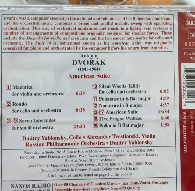 CD Anton Dvorak, American Suite - Silent woods - Prague Waltzes - Mazurkas