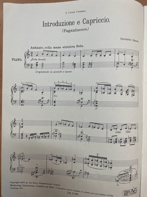 Ferrucio Busoni An die Jugend: Introduzione e Capriccio (Paganinesco) partition piano