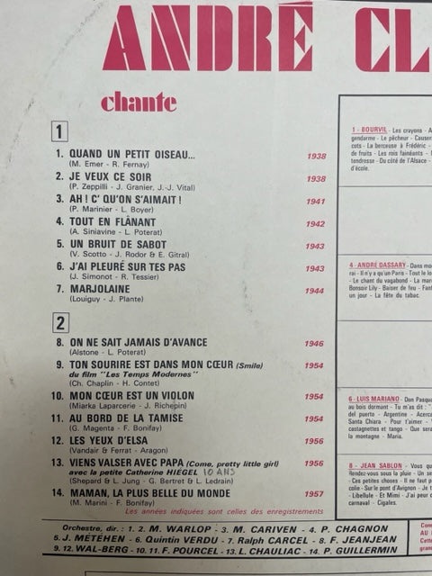 Vinyle André Claveau chante-3000 partitions, livres et vinyles d'occasion en vente sur notre site internet gastonmusicclub.fr Gaston Music Store