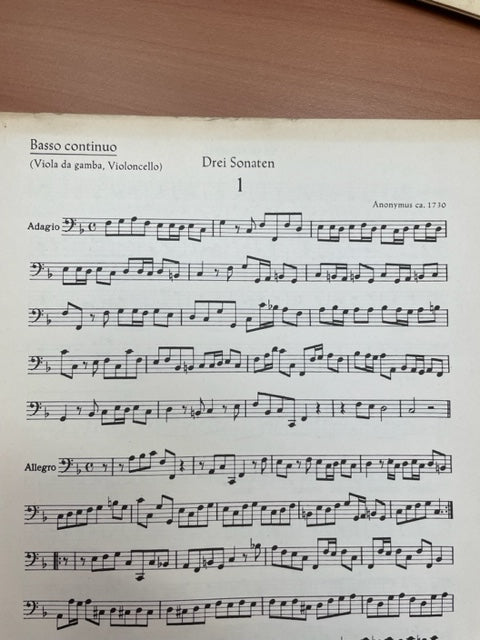 Drei sonaten partition pour flute à bec et basse continue