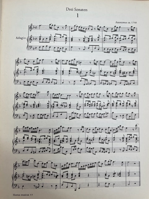 Drei sonaten partition pour flute à bec et basse continue