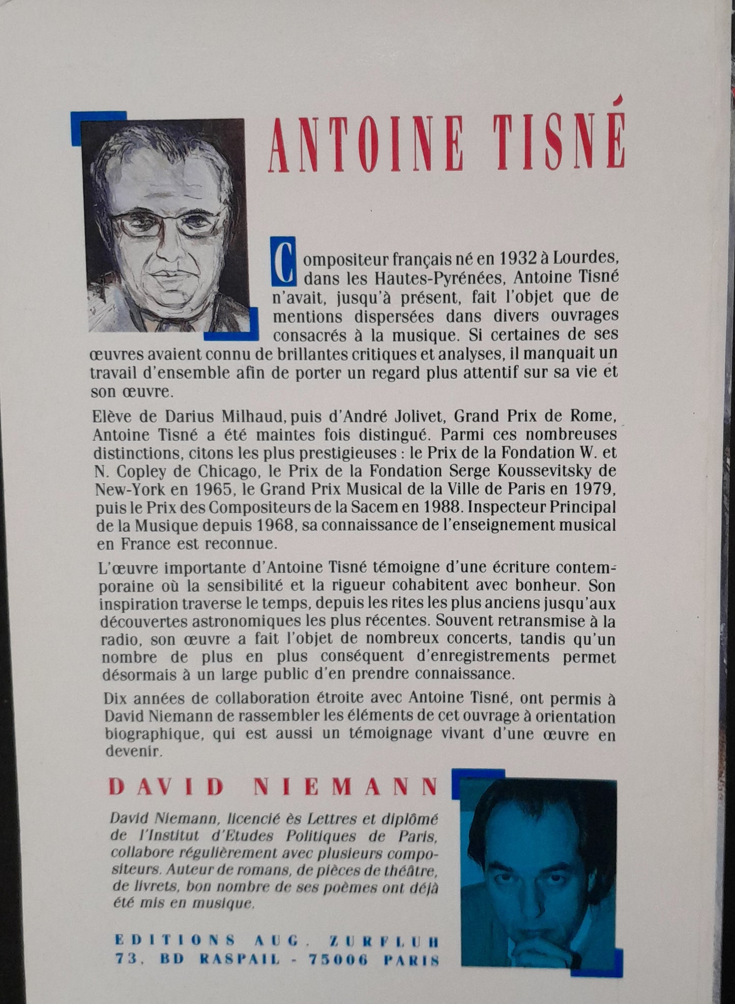 Antoine Tisné - Composer c'est exister Livre de David Niemann