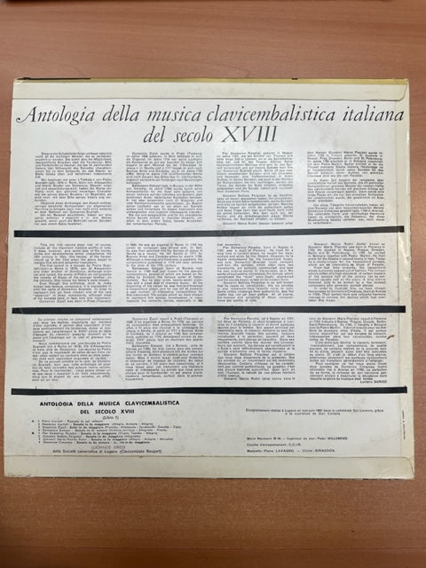 Vinyle Antologia della Musica clavicembalistica italiana del secolo XVIII livre 1