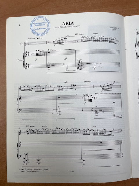 Jacques Hétu Aria pour flute et piano-3000 partitions, livres et vinyles d'occasion en vente sur notre site internet gastonmusicclub.fr Gaston Music Store