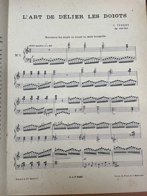 Carl Czerny Art de délier les doigts opus 699 - 740 partition piano