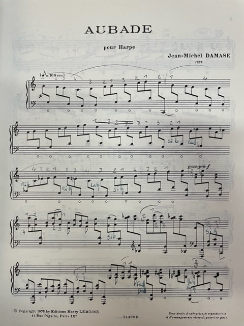 Jean Michel Damase Aubade pour harpe-3000 partitions, livres et vinyles d'occasion en vente sur notre site internet gastonmusicclub.fr Gaston Music Store