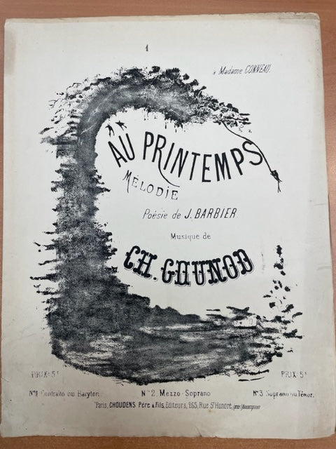 Charles Gounod Au Printemps, mélodie pour chant et piano - 3000 partitions, livres et vinyles d'occasion en vente sur notre site internet gastonmusicclub.fr Gaston Music Store