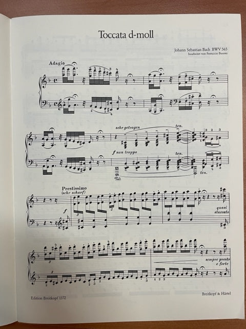 Bach - Busoni Toccata en ré mineur BWV 565 partition piano - 3000 partitions, livres et vinyles d'occasion en vente sur notre site internet gastonmusicclub.fr Gaston Music Store