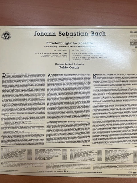 Vinyle JS Bach Pablo Casals Concertos brandebourgeois n° 1 - 2 - 3- 3000 partitions, livres et vinyles d'occasion en vente sur notre site internet gastonmusicclub.fr Gaston Music Store