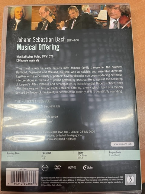 DVD Bach: Musical Offering in C minor- 3000 partitions, livres et vinyles d'occasion en vente sur notre site internet gastonmusicclub.fr Gaston Music Store