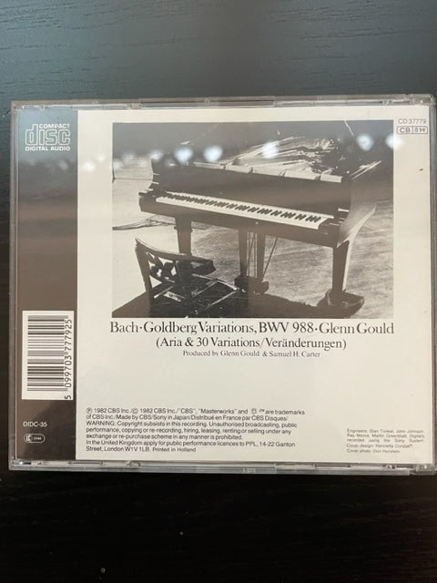 CD J.S.Bach Variations Goldberg, BWV 988 Glenn Gould