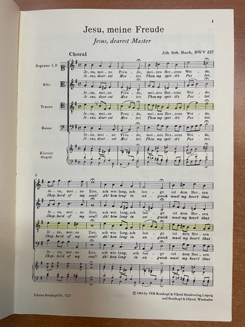 JS Bach Motette N°3 Jesu, Meine Freude. BWV 227 réduction piano
