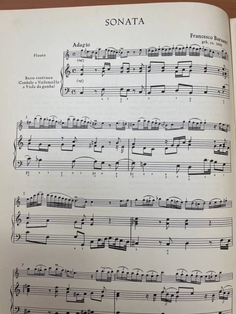Francesco Barsanti Sonate en Do Majeur pour flute à bec ou flute traversière et piano
