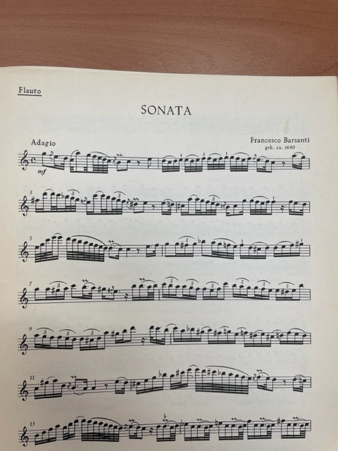 Francesco Barsanti Sonate en Do Majeur pour flute à bec ou flute traversière et piano