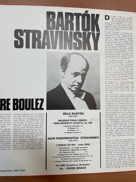 Vinyle Bartok et Stravinsky Musique pour cordes, percussion et célesta - L'oiseau de feu