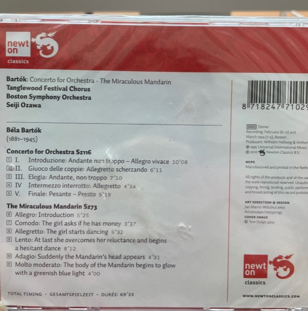 CD Bela Bartok Concerto for orchestra - The miraculous Mandarin