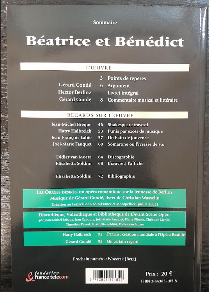 Revue "Avant-Scène" Opéra n° 214: Béatrice et Benedict Berlioz- 3000 partitions, livres et vinyles d'occasion en vente sur notre site internet gastonmusicclub.fr Gaston Music Store