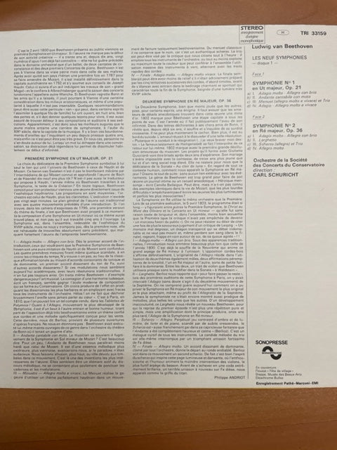 Vinyle Beethoven Symphonies n°1 & n° 2 Carl direction Carl Schuricht- 3000 partitions, livres et vinyles d'occasion en vente sur notre site internet gastonmusicclub.fr Gaston Music Store