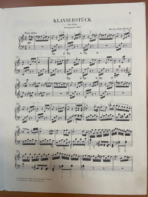 Beethoven Klavierstück Für Elise partition piano