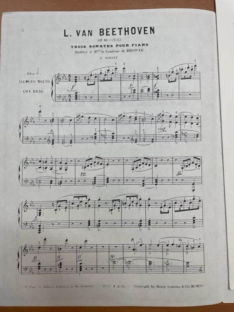 Beethoven Sonate n° 5 opus 10 n° 1 en ut mineur partition piano