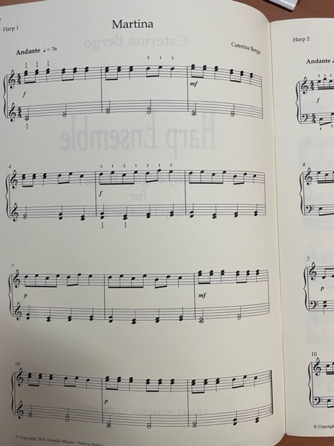 Caterina Bergo Harp ensemble : easy original pieces for harp duet or trio - 3000 partitions, livres et vinyles d'occasion en vente sur notre site internet gastonmusicclub.fr Gaston Music Store