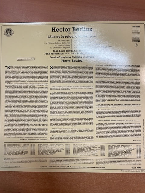 Vinyle Hector Berlioz Lélia ou le retour à la vie opus 14b- 3000 partitions, livres et vinyles d'occasion en vente sur notre site internet gastonmusicclub.fr Gaston Music Store