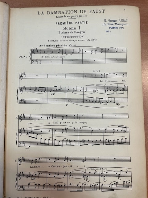 Hector Berlioz La damnation de Faust réduction piano chant - 3000 partitions, livres et vinyles d'occasion en vente sur notre site internet gastonmusicclub.fr Gaston Music Store