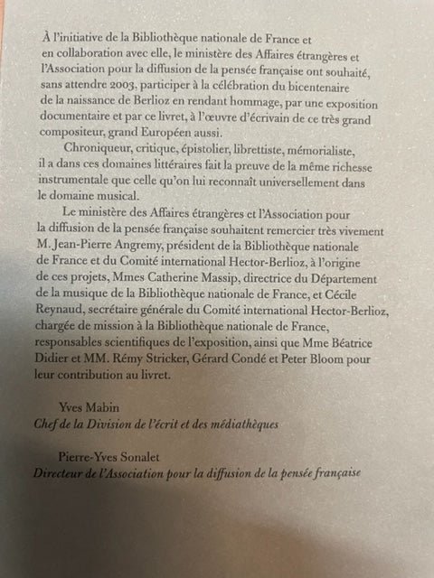 Berlioz écrivain, livre + CD