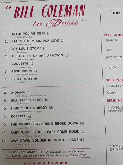 Vinyle Bill Coleman in Paris