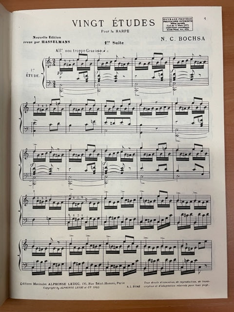 Bochsa 20 études 1er suite pour la harpe -3000 partitions, livres et vinyles d'occasion en vente sur notre site internet gastonmusicclub.fr Gaston Music Store