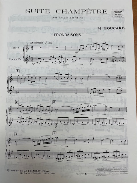 Marcel Boucard Suite champêtre partition pour flute et cor-3000 partitions, livres et vinyles d'occasion en vente sur notre site internet gastonmusicclub.fr Gaston Music Store