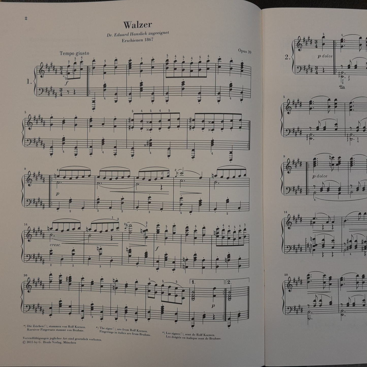 Johannes Brahms Walzer opus 39 pour piano-3000 partitions, livres et vinyles d'occasion en vente sur notre site internet gastonmusicclub.fr Gaston Music Store