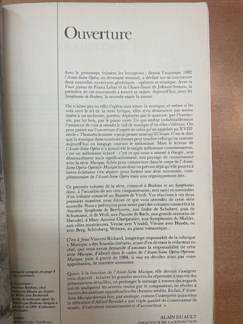 Revue Brahms les symphonies aux éditions Avant Scène-3000 partitions, livres et vinyles d'occasion en vente sur notre site internet gastonmusicclub.fr Gaston Music Store