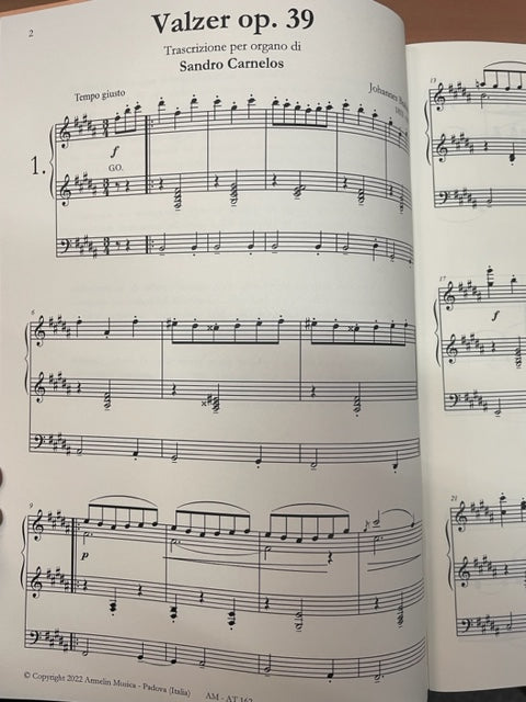 Johannes Brahms Valzer opus 39 pour orgue