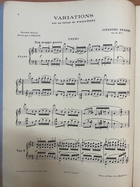 Johannes Brahms Variations sur un thème de Paganini opus 35, 1er cahier partition piano- 3000 partitions, livres et vinyles d'occasion en vente sur notre site internet gastonmusicclub.fr Gaston Music StoreJohannes Brahms Variations sur un thème de Paganini opus 35, 1er cahier partition piano- 3000 partitions, livres et vinyles d'occasion en vente sur notre site internet gastonmusicclub.fr Gaston Music Store