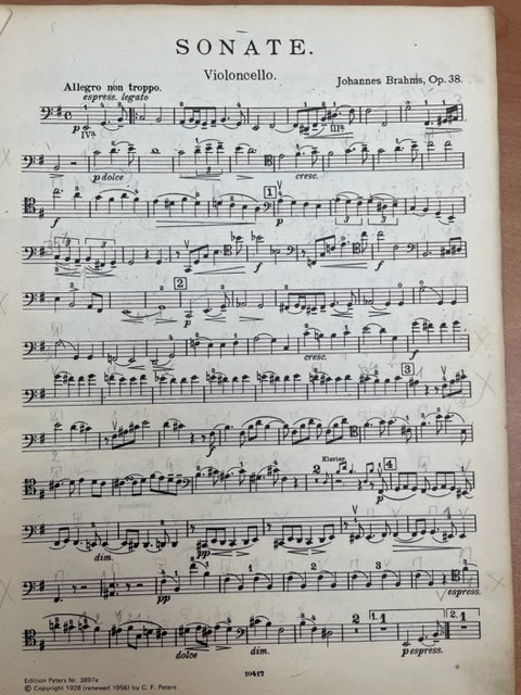 Johannes Brahms Sonate en mi mineur opus 38 partition pour violoncelle et piano