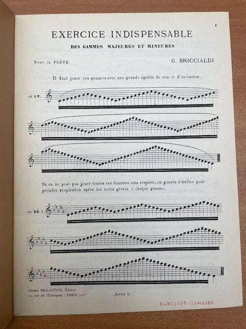 G Briccialdi Exercices indispensables des gammes majeures et mineures pour flute-3000 partitions, livres et vinyles d'occasion en vente sur notre site internet gastonmusicclub.fr Gaston Music Store
