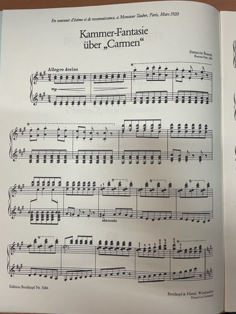 Busoni Kammer-Fantasie über Carmen partition piano- 3000 partitions, livres et vinyles d'occasion en vente sur notre site internet gastonmusicclub.fr Gaston Music Store